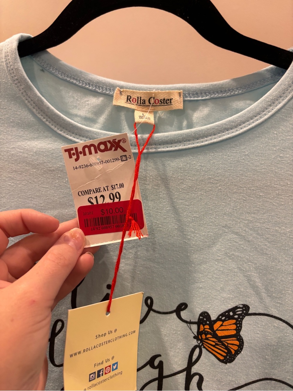 Rolla Coster Light Blue Tee Dress with Orange Butterfly Graphic - Picture 2 of 3